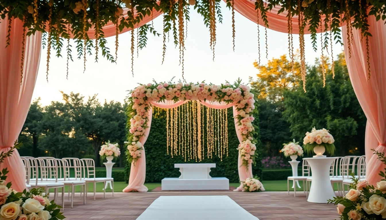 Stunning Jacksonville Wedding Venue with elegant floral arch and lush greenery.