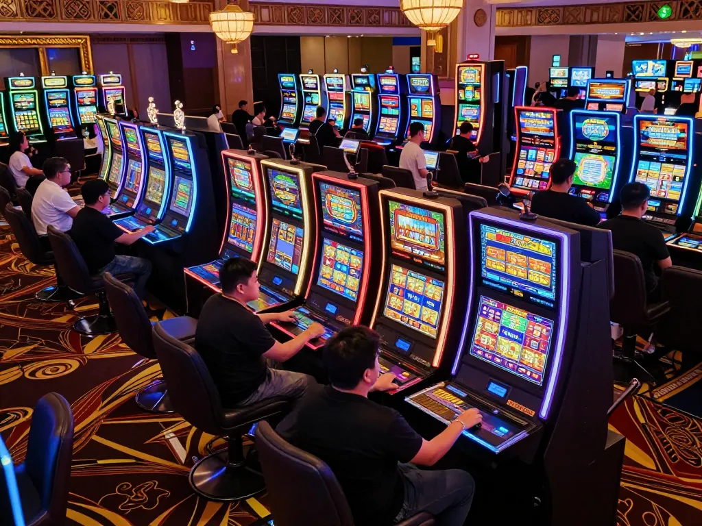 Engaging players celebrating wins at slot gacor hari ini in vibrant casino setting