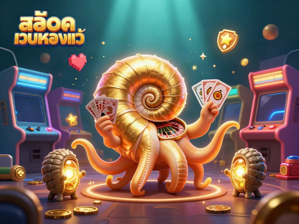 ภาพของสล็อตเว็บตรงแท้ในเวทีคาสิโนพร้อมนาวิโลสโบราณและเกมอาร์เคดสุดหรู