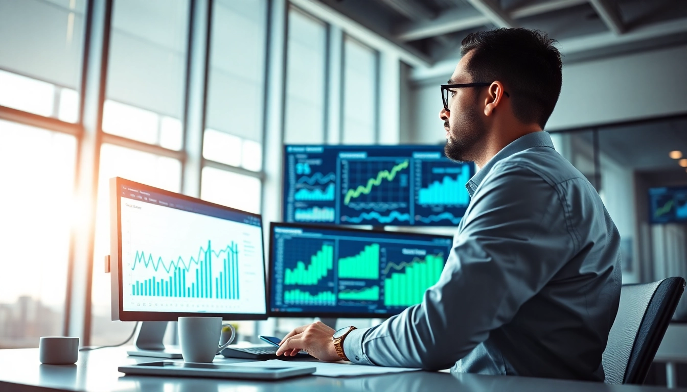 Actively scrape sales navigator leads safely with a digital marketer using data analytics in a modern office.