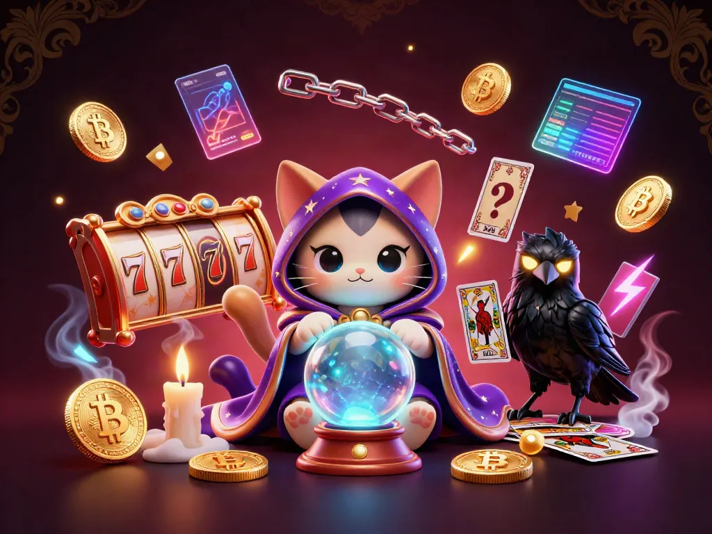 Slot gacor malam ini dengan karakter kucing ramalan dan burung gagak yang memprediksi kemenangan jackpot.