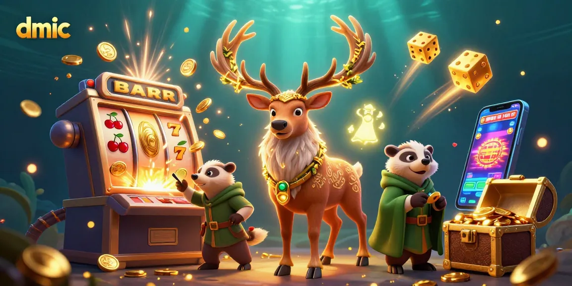 Experience the thrill of dmic's slot machines bursting with jackpots and treasures in a magical realm.