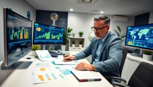 카드 현금화 방법을 분석하는 전문가, 현대적인 사무실에서.