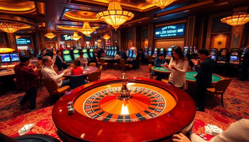 Experience the thrill of LIÊN MINH KJC with players at a vibrant roulette table.