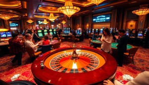 Experience the thrill of LIÊN MINH KJC with players at a vibrant roulette table.