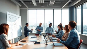 Engaged team strategizing in a disaster recovery planning session with key visuals.