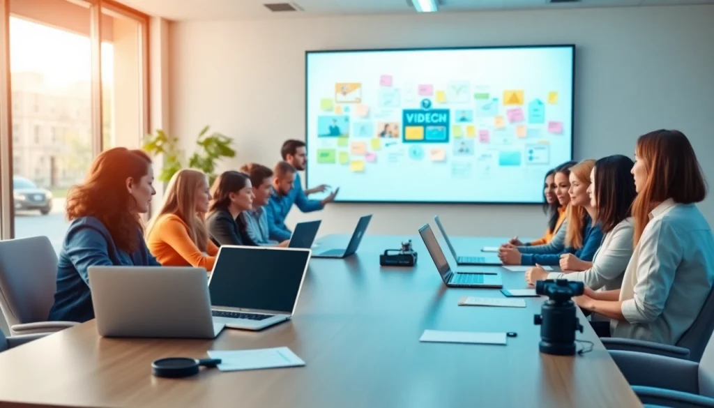 Developing a video content strategy during a team meeting to boost engagement and creativity.