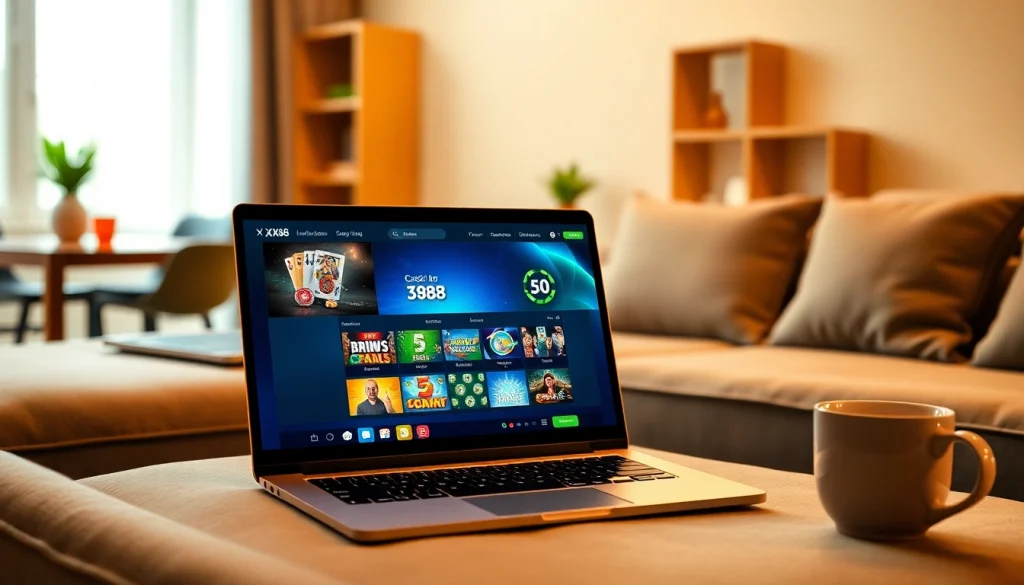 Engaging online betting scene featuring the XX88 casino platform interface showcasing diverse games.