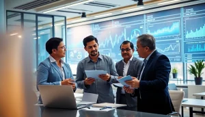 Engaging discussion about top SEO Malaysia strategies among professionals in a modern workspace.