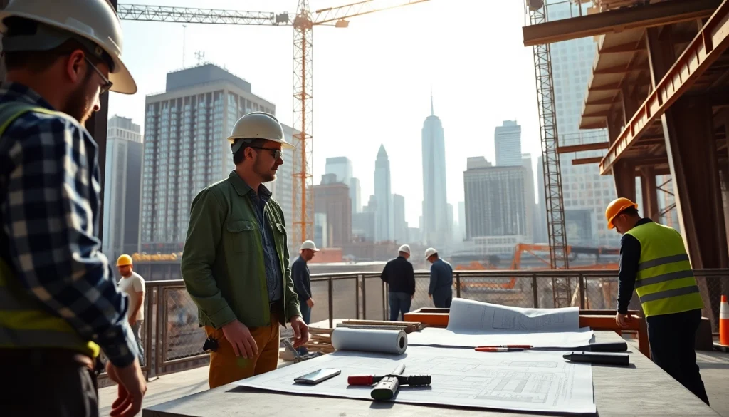 Showcase of a Manhattan Commercial General Contractor managing construction workers at a vibrant Manhattan site.