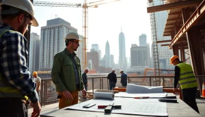 Showcase of a Manhattan Commercial General Contractor managing construction workers at a vibrant Manhattan site.