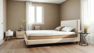 Materasso singolo comodamente posizionato in una camera da letto, con rivestimento elegante e accogliente.