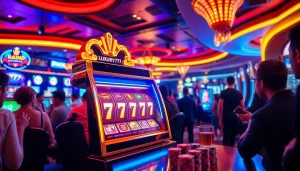 Memainkan luxury777 slot di kasino mewah dengan suasana penuh energi dan permainan yang menarik.