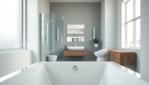 Futuristic sonni Duschkabine in a modern bathroom environment showcasing elegant glass design.
