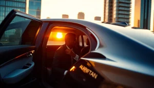 Chauffeur Nottingham opening the car door in a sophisticated urban setting.
