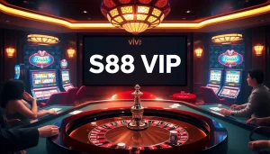 S88 VIP players enjoy a thrilling moment at a luxurious roulette table in an upscale casino.