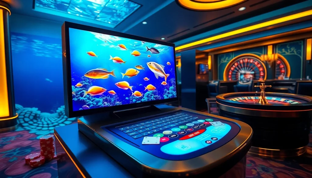 Bắn cá đổi thưởng 2025 gameplay interface showcasing vibrant underwater graphics and dynamic fishing action.