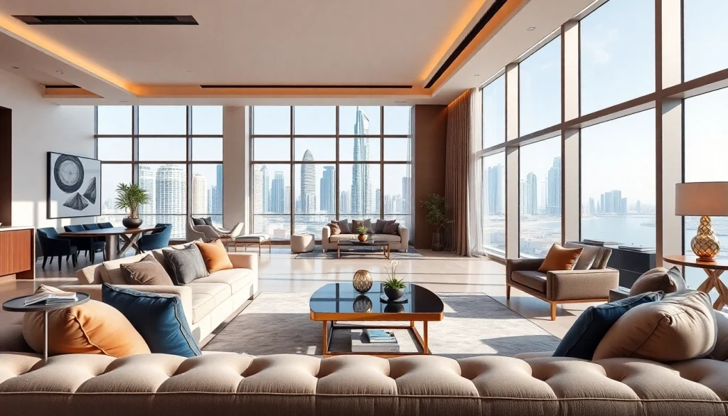 Showcasing exquisite interior design dubai in a modern luxury apartment setting.