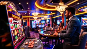 Rasakan sensasi di mesin slot Dewanaga89 di tengah panggung kasino online yang penuh warna.