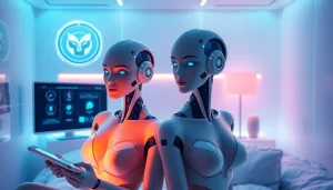 Experience the fascinating intersection of ai sex and technology in a futuristic intimate setting.
