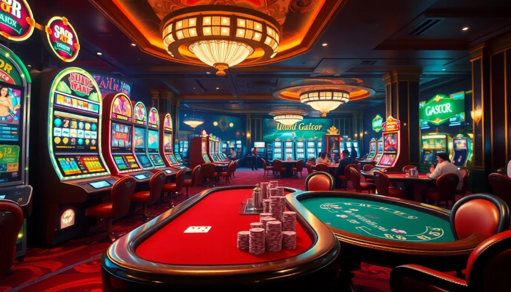 Engaging players winning big at Slot Gacor machines in a luxurious casino setting