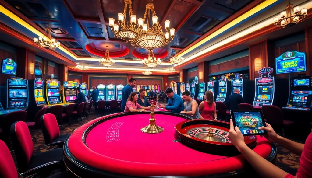 Experience the excitement of 389WIN Download with players engaging at a luxurious casino table.