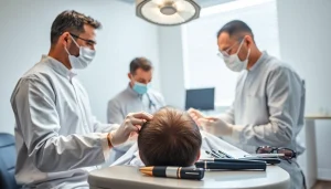 Hair transplant consultation showcasing expert techniques in a modern clinic.