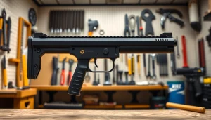 Showcase pf45 frame with detailed texture and craftsmanship in a workshop setting.