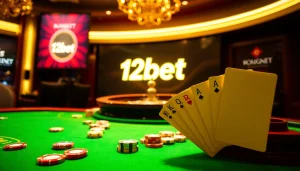 Experience the thrill of betting with 12bet at a luxurious casino table.