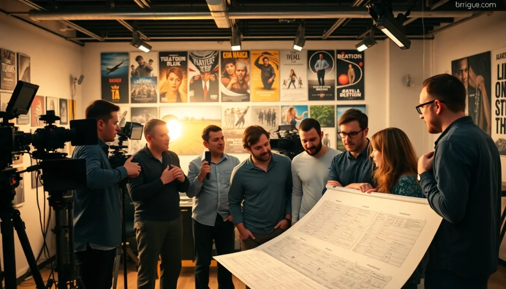 Dynamic team collaboration showcasing a Video Production Company Calgary in action, illustrating creativity and teamwork.