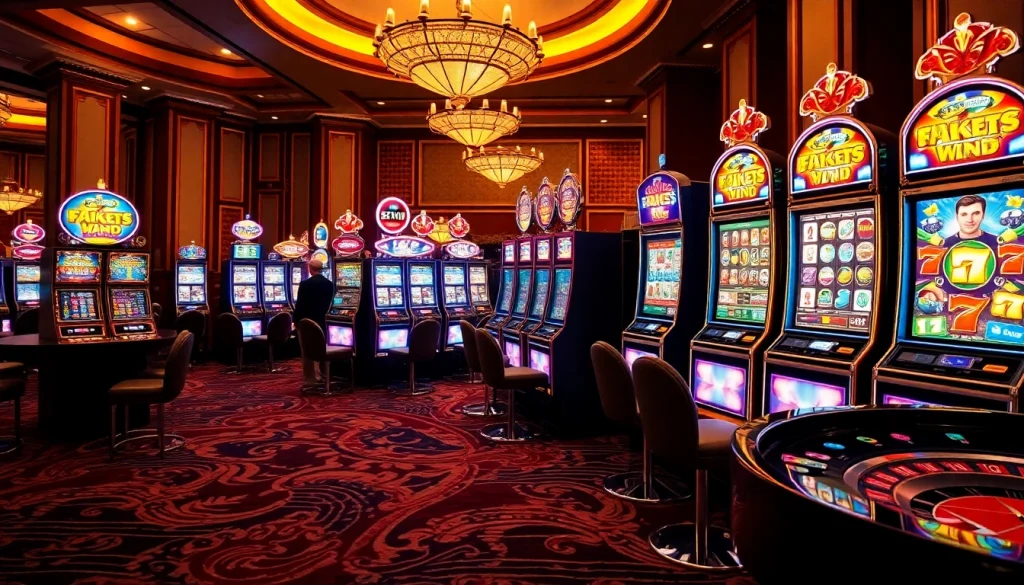 Players enjoying luxurious Slot machines in a vibrant casino setting.