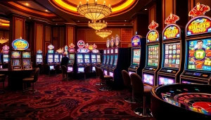 Players enjoying luxurious Slot machines in a vibrant casino setting.