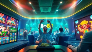 Hello88 online betting platform showcasing vibrant graphics and enthusiastic players engaging in casino games.