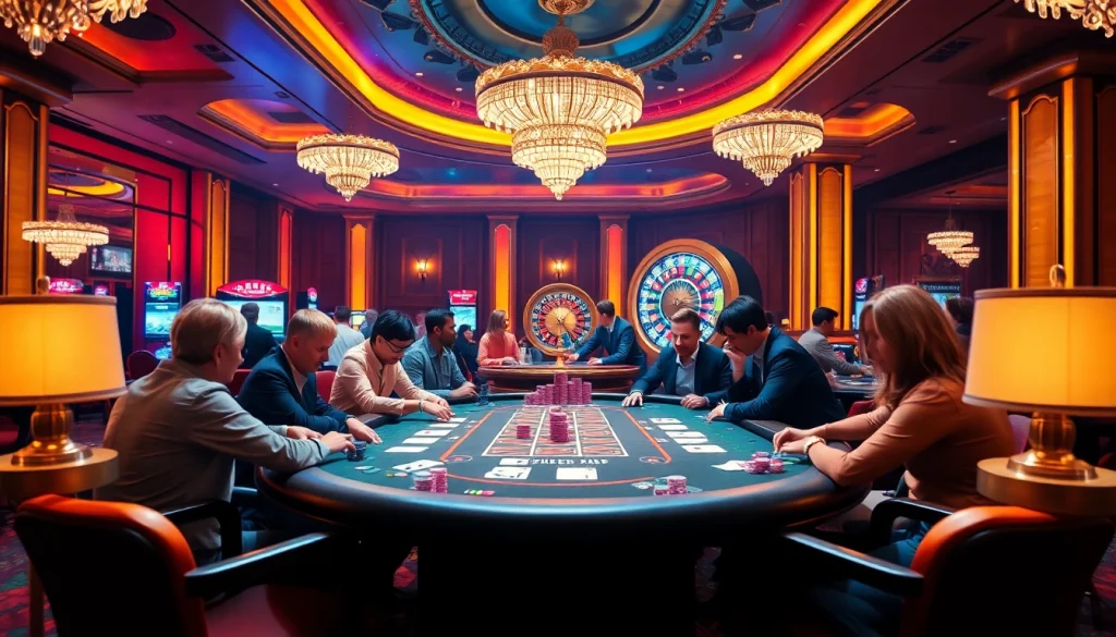 Experience the thrilling atmosphere of a new 66 casino with high-stakes tables and vibrant activity.