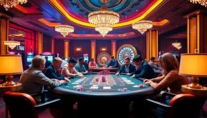 Experience the thrilling atmosphere of a new 66 casino with high-stakes tables and vibrant activity.