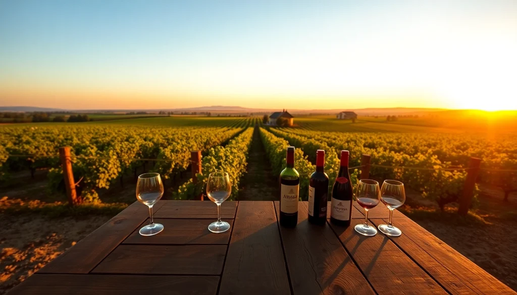 Experience wineries in Clarksburg with inviting vineyards and sunset views.
