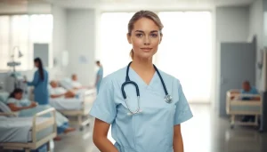 Verpleegkundige katoen stof in een zorgvuldige omgeving, biedt professionele zorg aan patiënten.