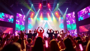 BTS news highlights an energetic concert scene with vibrant lights and engaged fans.