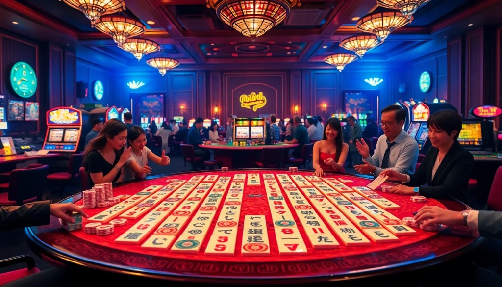 Pemain yang menikmati permainan Link Mahjong yang mendebarkan dengan elemen kasino yang hidup dan dekorasi yang elegan.