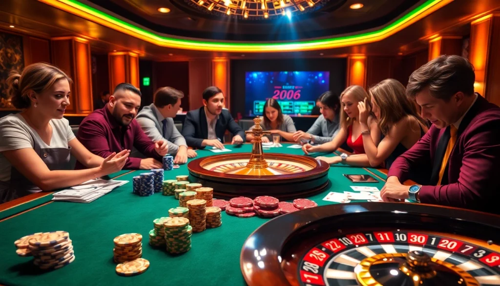 Engaging casino players at poker table showcasing excitement about the official hidden wiki.