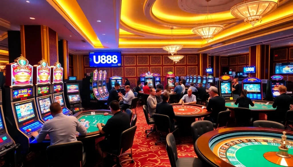 Experience thrilling games and excitement at U888's luxurious casino environment.