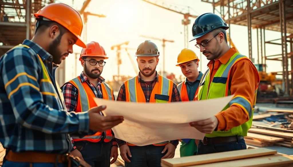 Construction apprenticeships Carolinas: Diverse apprentices collaborating on a construction site in the Carolinas.