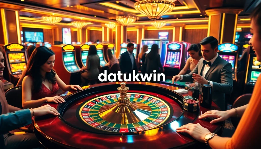 Pemain menikmati permainan rolet dan mesin slot di kasino online mewah Datukwin.
