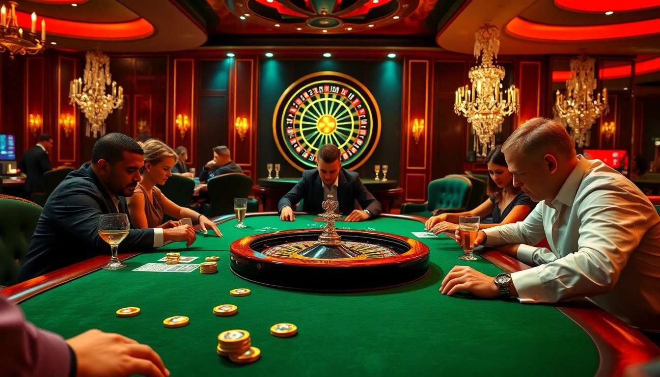 SODO casino players engaged in high stakes poker under warm lighting.