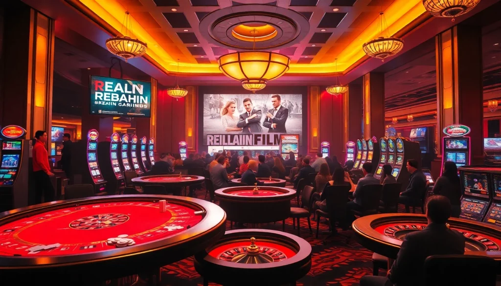 Experience the thrilling rebahin film showcased in a vibrant casino environment with poker and roulette.