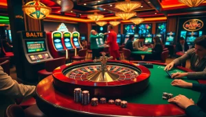 Players enjoying a thrilling game experience at BK8 casino with roulette and poker tables.