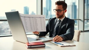 Visualize strategies to find competitor pricing with a businessperson in a modern office.