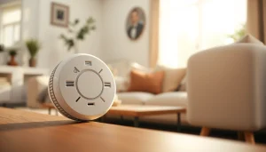 Carbon monoxide detector beeping as a vital safety feature in a cozy home environment.