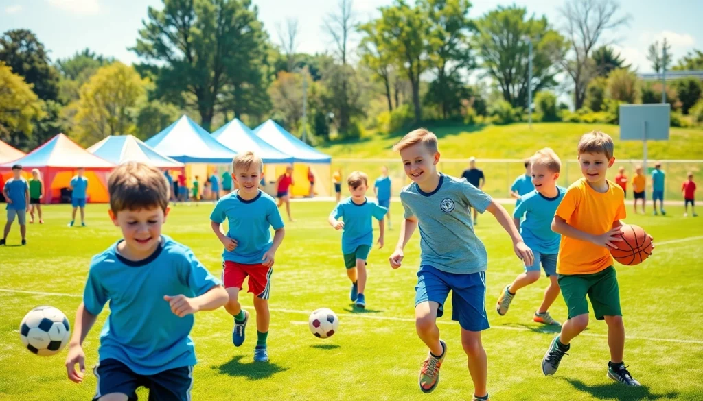 Engaged boys participating in Multi Sports Camps for Boys activities, enjoying teamwork and fun.