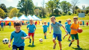 Engaged boys participating in Multi Sports Camps for Boys activities, enjoying teamwork and fun.